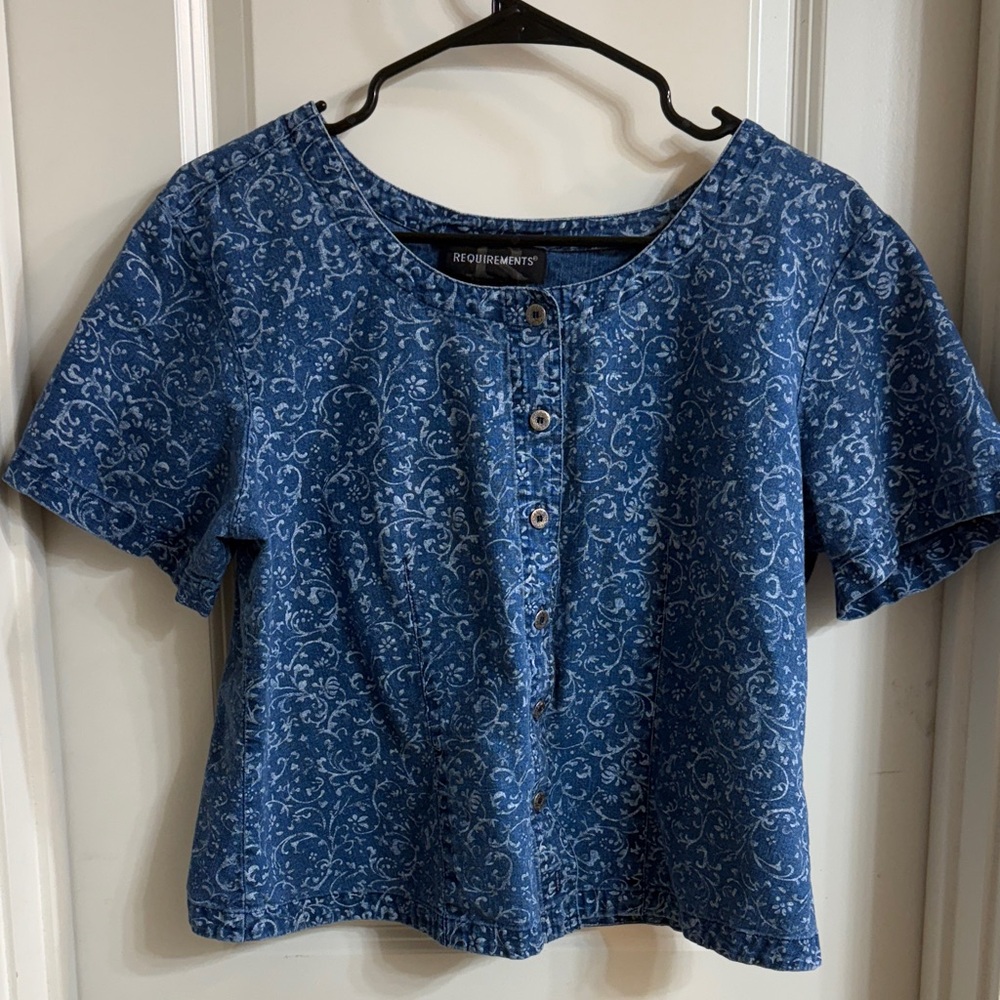 Vintage Requirements Blue Patterned Button-Down Shirt